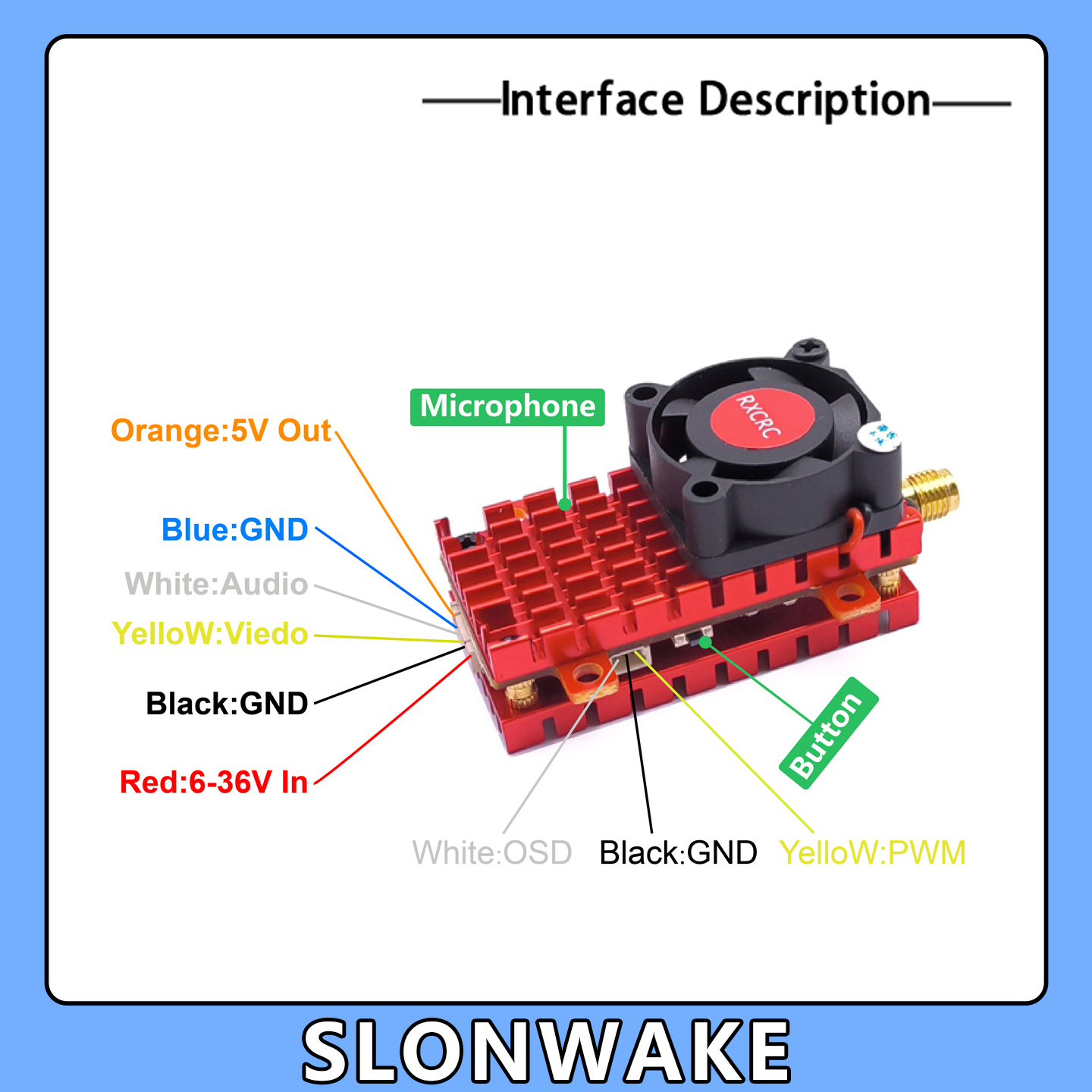 SLONWAKE 5.8G 2W VTX FPV 1800T - Drone Aerial Photography ulasan dan harga